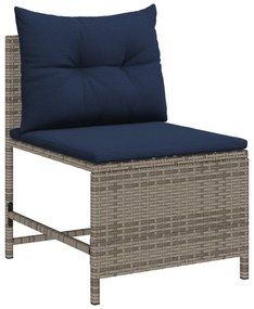 Conjunto de Sofá para Exterior Cinza e azul marinho