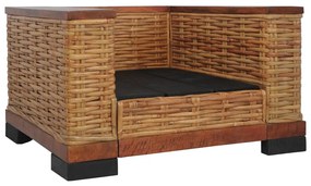 Poltrona com almofadões em vime natural castanho