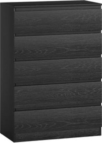 Cómoda 5 Gavetas 77x40x111,5 cm para Quarto Móvel de Arrumação Estilo Moderno Preto
