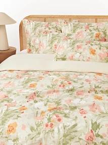 Capa de edredão em cetim de algodão com padrão floral Anthea