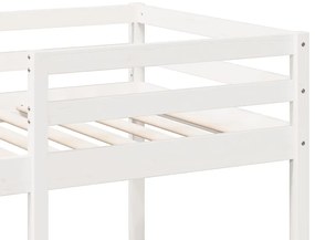 Cama alta sem colchão 90x190 cm pinho maciço branco