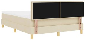 Cama Box Spring com Colchão &amp; LED Creme 140x190 cm Tecido