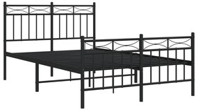 Estrutura de cama com cabeceira e pés 120x190 cm metal preto