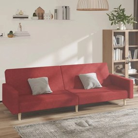 vidaXL Sofá-cama de 2 lugares tecido vermelho tinto