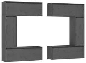 Móveis de TV 6 pcs madeira de pinho maciça cinzento