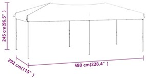 Tenda para festas dobrável com paredes laterais 3x6 m creme