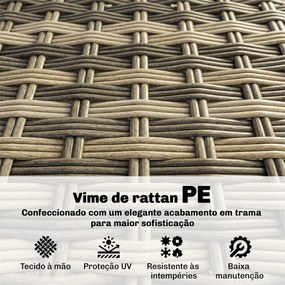 Conjunto de Jardim em Vime de 5 Peças Inclui Almofadas 2 Poltronas de Canto Poltrona sem Braços Apoia-Pés e Mesa de Centro Cinza Escuro