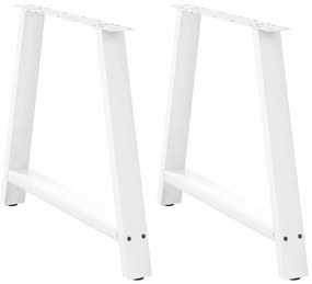Pés para mesa de jantar em formato A, 2 peças, branco, 100x(72-73) cm,