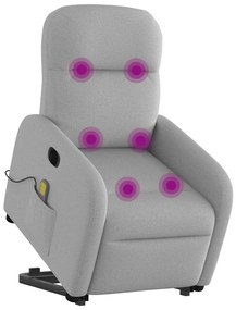 Poltrona elétrica elevatória massagens tecido cinzento-nublado
