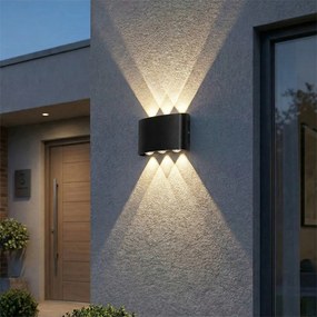 Candeeiro de parede exterior preto com LED 6 luzes IP54 - Silly