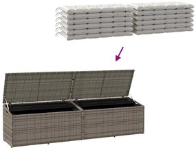 Caixa de arrumação para jardim 220x50x58 cm vime PE cinzento