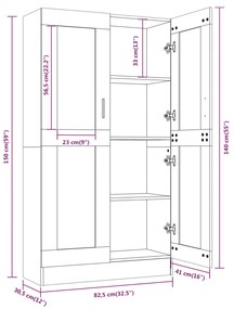 Vitrine Real de 150 cm - Madeira Rústica - Design Moderno