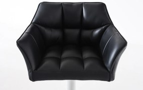 Banco de bar Damaso em couro sintético e com estrutura branca 64 x 88-113 x 45 cm Preto