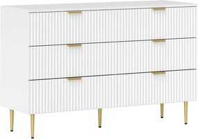 HOMCOM Cômoda 6 Gavetas Moderna com Puxadores e Pés Dourados 120x40x76,5 cm Branco | Aosom Portugal