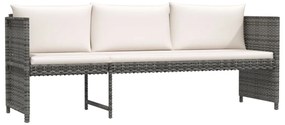 6 pcs conjunto lounge de jardim c/ almofadões vime PE cinzento