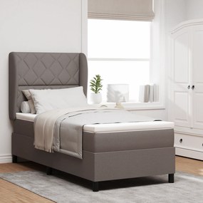 Cama Box Spring vidaXL com Colchão em Taupe, 90x190 cm, Tecido