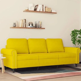 vidaXL Sofá de 3 lugares 180 cm veludo amarelo