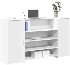vidaXL Balcão de recepção 180x50x103,5 cm derivados de madeira branco