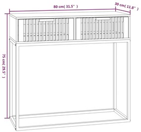 Mesa consola 80x30x75 cm derivados de madeira e ferro branco