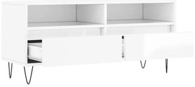 Móvel p/ TV 100x34,5x44,5 cm derivados madeira branco brilhante