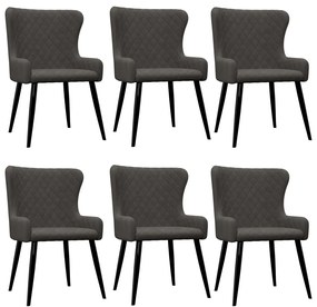 Cadeiras de jantar 6 pcs veludo cinzento