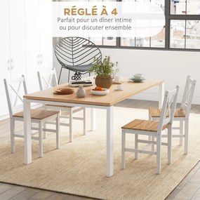 Conjunto de 4 cadeiras de design em estilo rústico, com estrutura branca (MESA NÃO INCLUÍDA)
