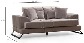 Sofá de 2 Lugares Frido – Cinzento Claro – 185x100x92 cm