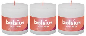 Bolsius Velas rústicas cilíndricas Shine 3pcs 100x100mm branco nublado