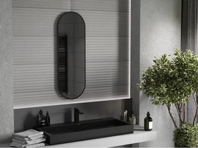 Mexen Loft espelho de casa de banho oval 100 x 35 cm, moldura preta - 9851-100-035-000-70