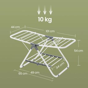 Estendal pequeno 44 x 101 x 54 cm com 2 braços, dobrável branco