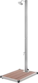 vidaXL Chuveiro de jardim c/ base castanha 220 cm aço inoxidável