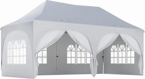 Outsunny Tenda Dobrável 6x3 m Pop-up com 4 Painéis Removíveis Altura Ajustável e Bolsa de Transporte Branco | Aosom Portugal
