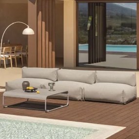 Conjunto De Jardim Com Sofá Modular De 3 Peças E Mesa De Centro Oporto Castanho Moka - Sklum