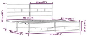 Estrutura de cama sem colchão 183x213cm metal carvalho sonoma