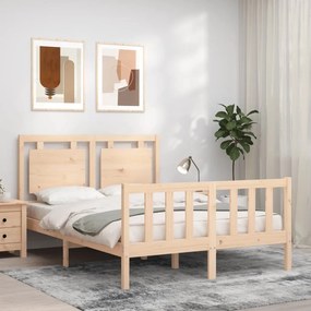 vidaXL Estrutura de cama de casal c/ cabeceira madeira maciça