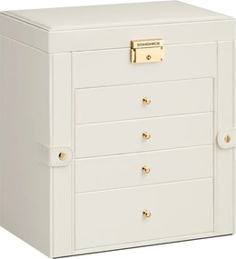 Caixa para joias com 5 níveis 15 x 26,2 x 28 cm, Branco creme