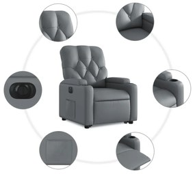 Poltrona reclinável elevatória elétrica couro artif. cinzento