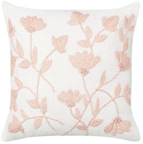 Conjunto de 2 almofadas decorativas com padrão floral em algodão branco e rosa 45 x 45 cm LUDISIA Beliani