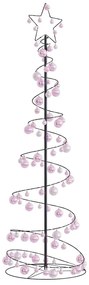 vidaXL Árvore de Natal LED com Baubles 120 LEDs Branco Quente 180 cm