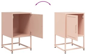 Mesas de cabeceira 2 pcs 36x39x60,5 cm aço rosa