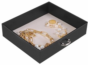 Caixa de jóias portátil 17,5 x 13,5 x 12 cm preta