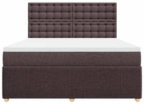 Cama com molas/colchão 180x200 cm tecido castanho-escuro