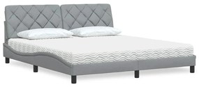 vidaXL Cama com colchão 180x200 cm tecido cinzento-claro
