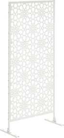 Biombo decorativo de proteção visual para exterior, com padrão em metal - 92 x 45 x 198 cm branco
