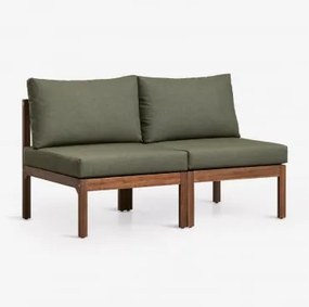 Sofá Modular De 2 Peças Em Madeira De Acácia Branson Verde Oliva Intenso - Castanho Acacia Escuro - Sklum