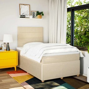 Cama boxspring com colchão 120x190 cm tecido cor creme