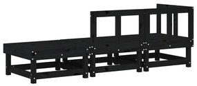 3 pcs conjunto lounge de jardim madeira de pinho maciça preto