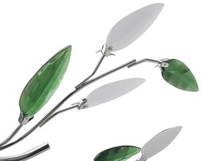 Lâmpada teto com folhas de acrílico e cristal, verde e branco 5 x E14