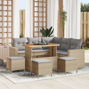 Conjunto de Sofás de Jardim vidaXL com Almofadas Bege Rattan Poliéster