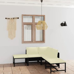 vidaXL 6 pcs conjunto lounge de jardim c/ almofadões vime PE preto